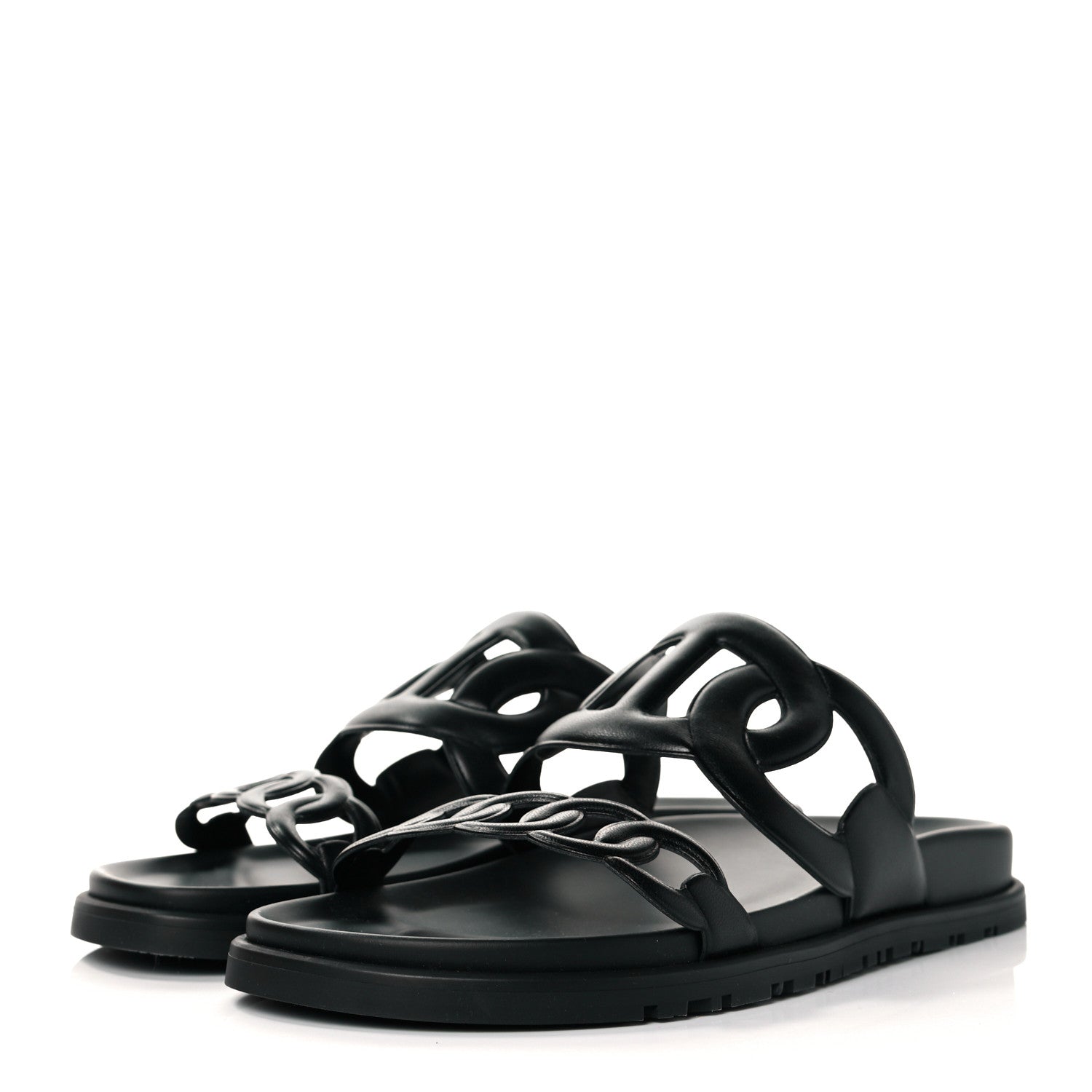 Hermes Nappa Extra Sandals 38.5 Black 3 of 9