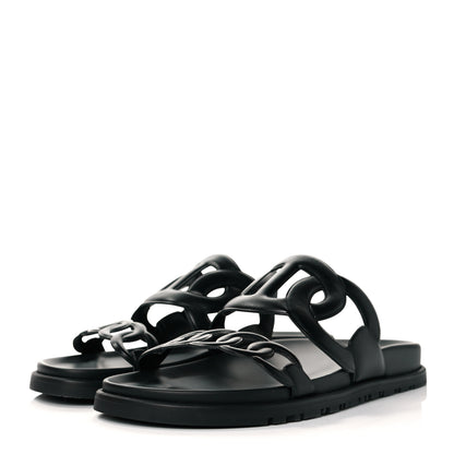 Hermes Nappa Extra Sandals 38.5 Black 3 of 9