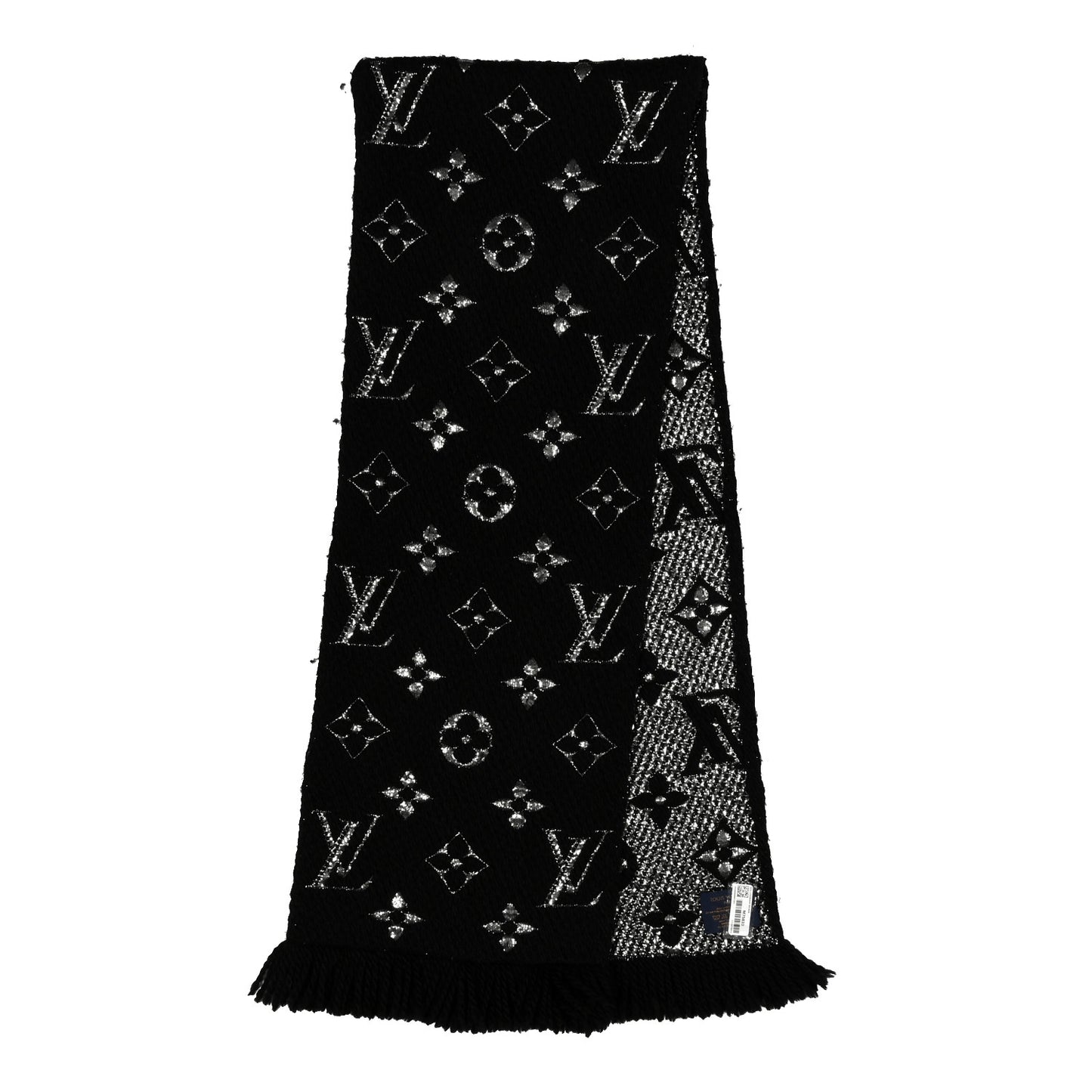 Wool Silk Logomania Shine Scarf Black