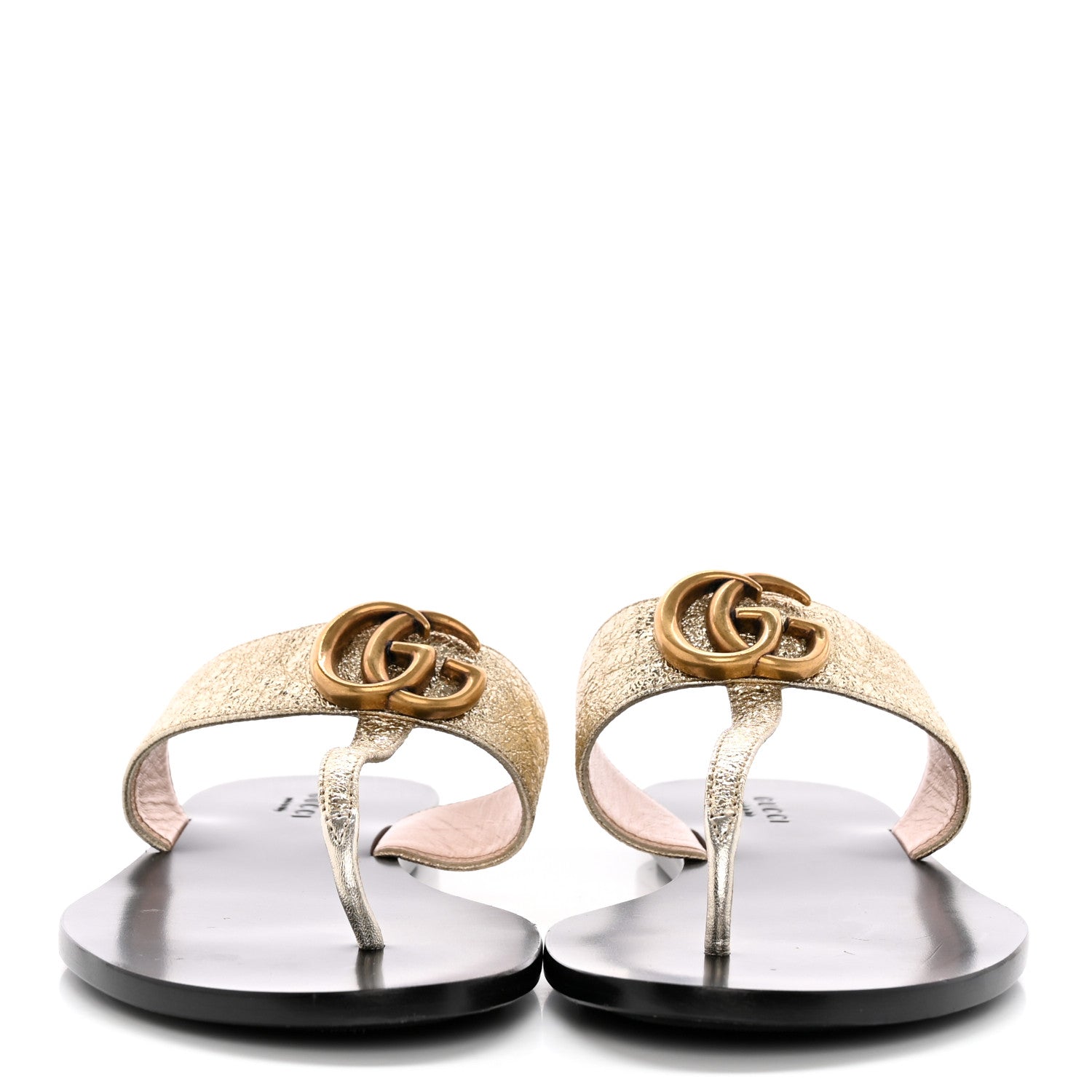 Gucci Nappa Silk Galassia GG Marmont Thong Flat Sandals 37.5 Platino 2 of 11