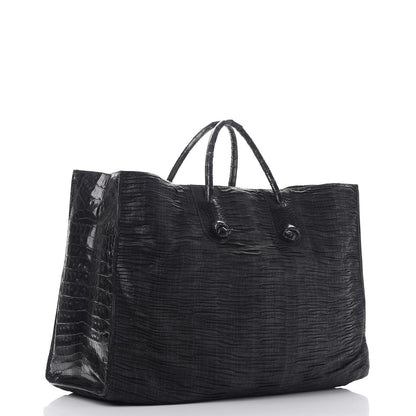Nancy Gonzalez Straw Crocodile Shopping Tote Black 3 of 14