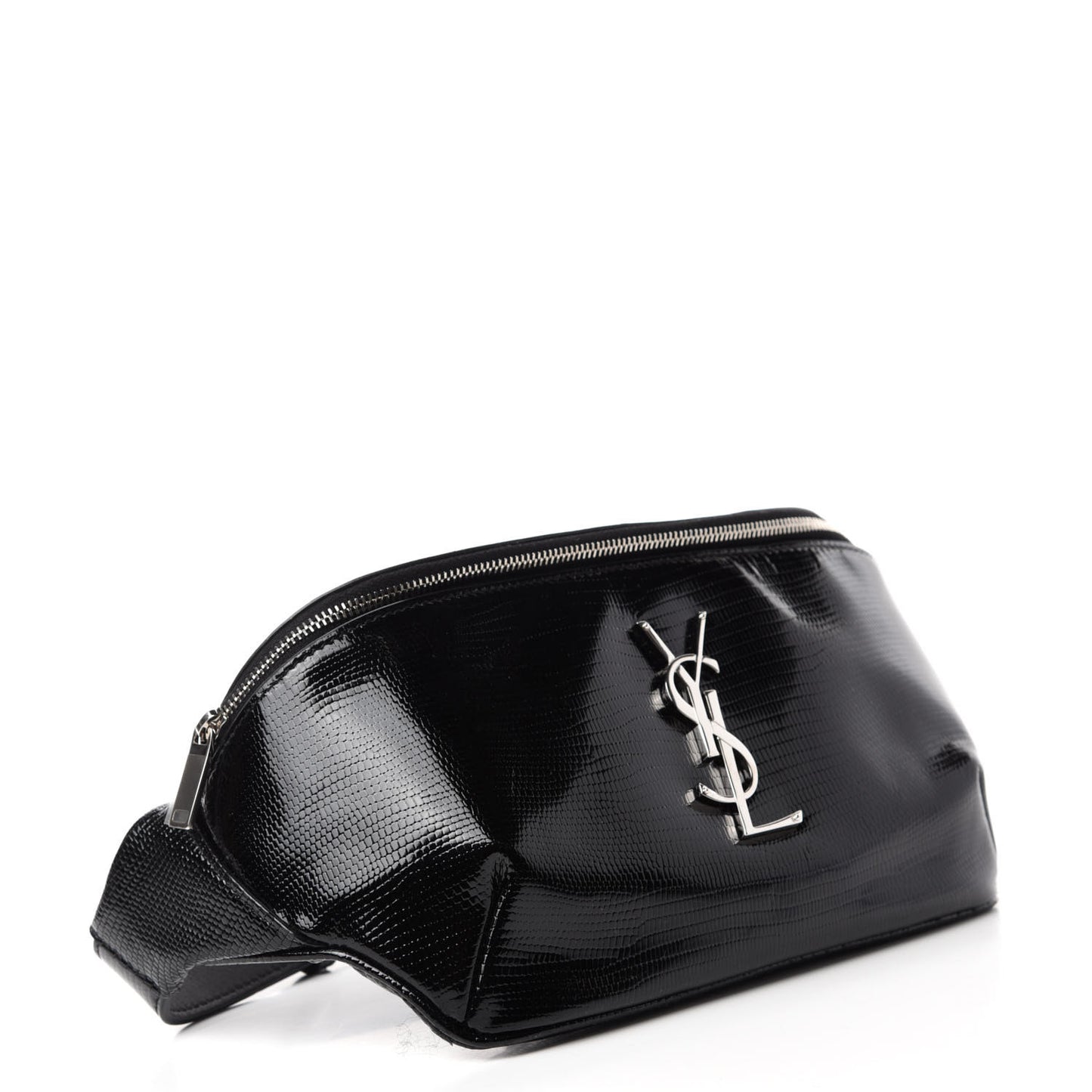 Lizard Embossed Calfskin Belt Bag Black