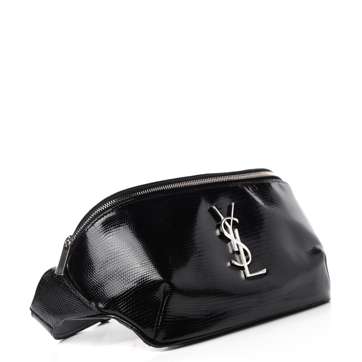Saint Laurent Lizard Embossed Calfskin Belt Bag Black 4 of 10