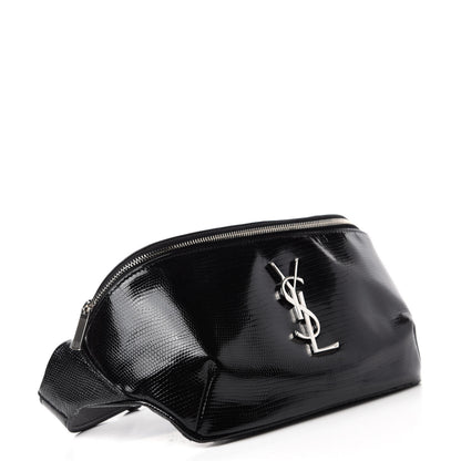 Saint Laurent Lizard Embossed Calfskin Belt Bag Black 4 of 10