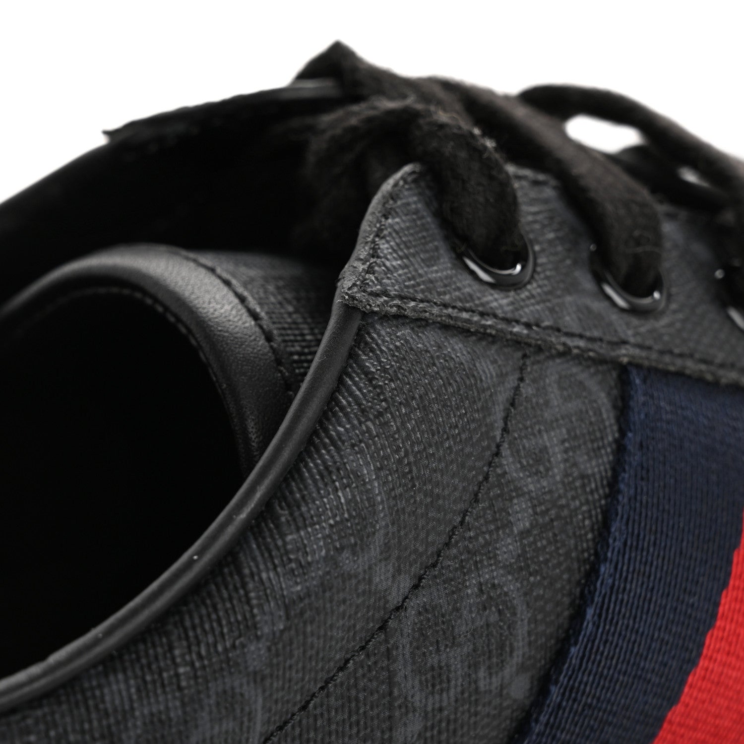 Gucci GG Supreme Monogram Ayers Web Mens New Ace Sneakers  5 Black 10 of 11