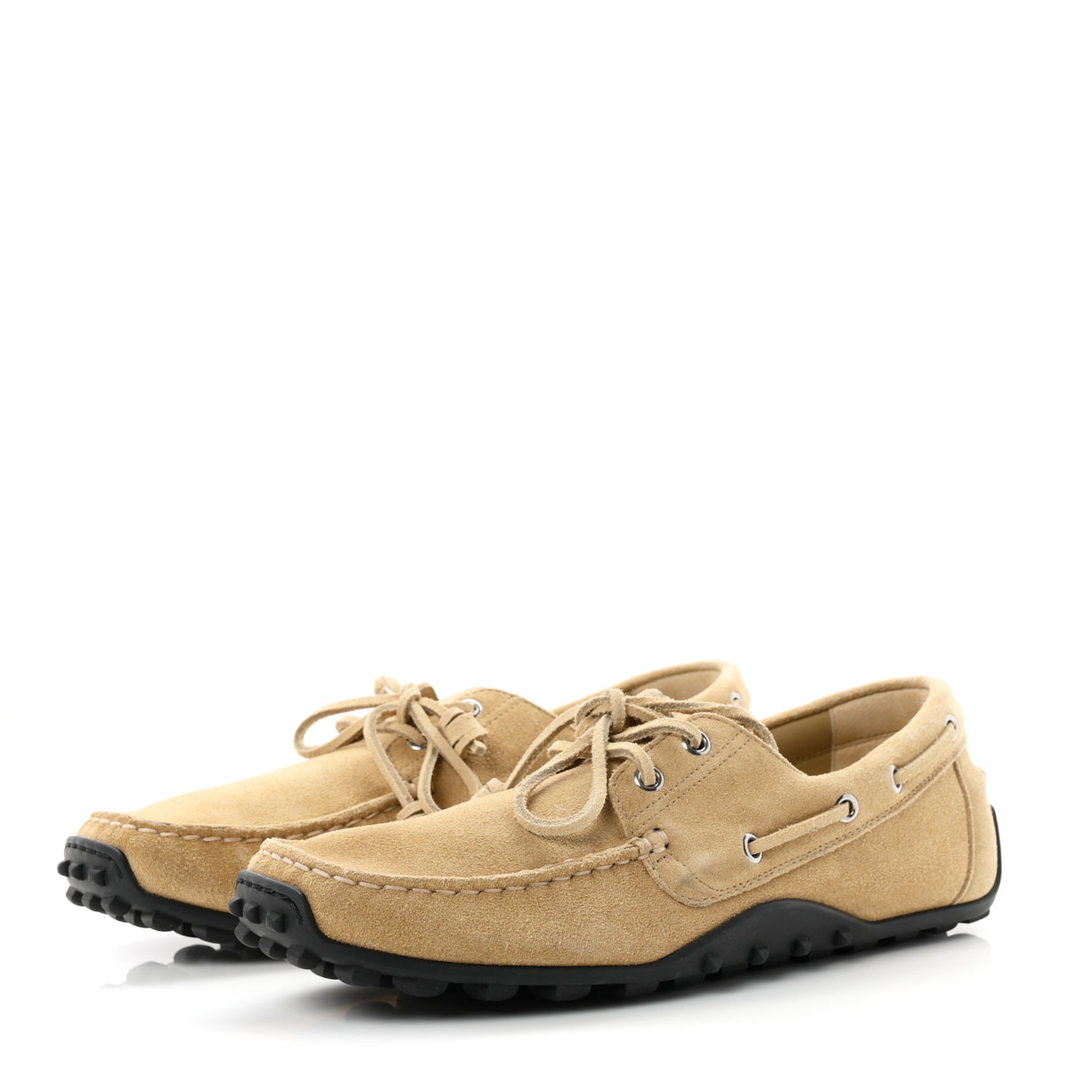 Suede Calfskin Womens Member Loafers 41 Beige Albatre