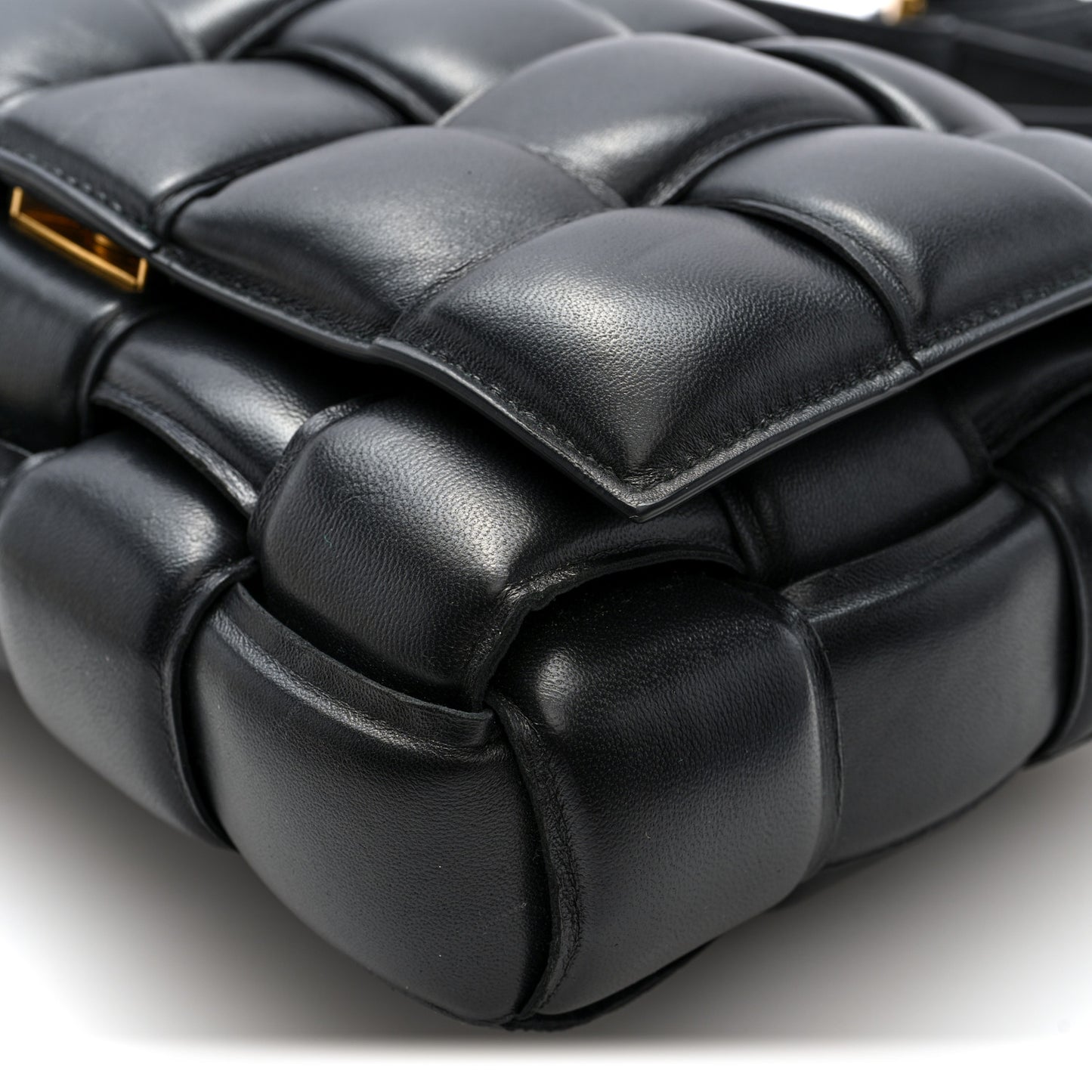 Nappa Maxi Intreccio Padded Cassette Crossbody Bag Black