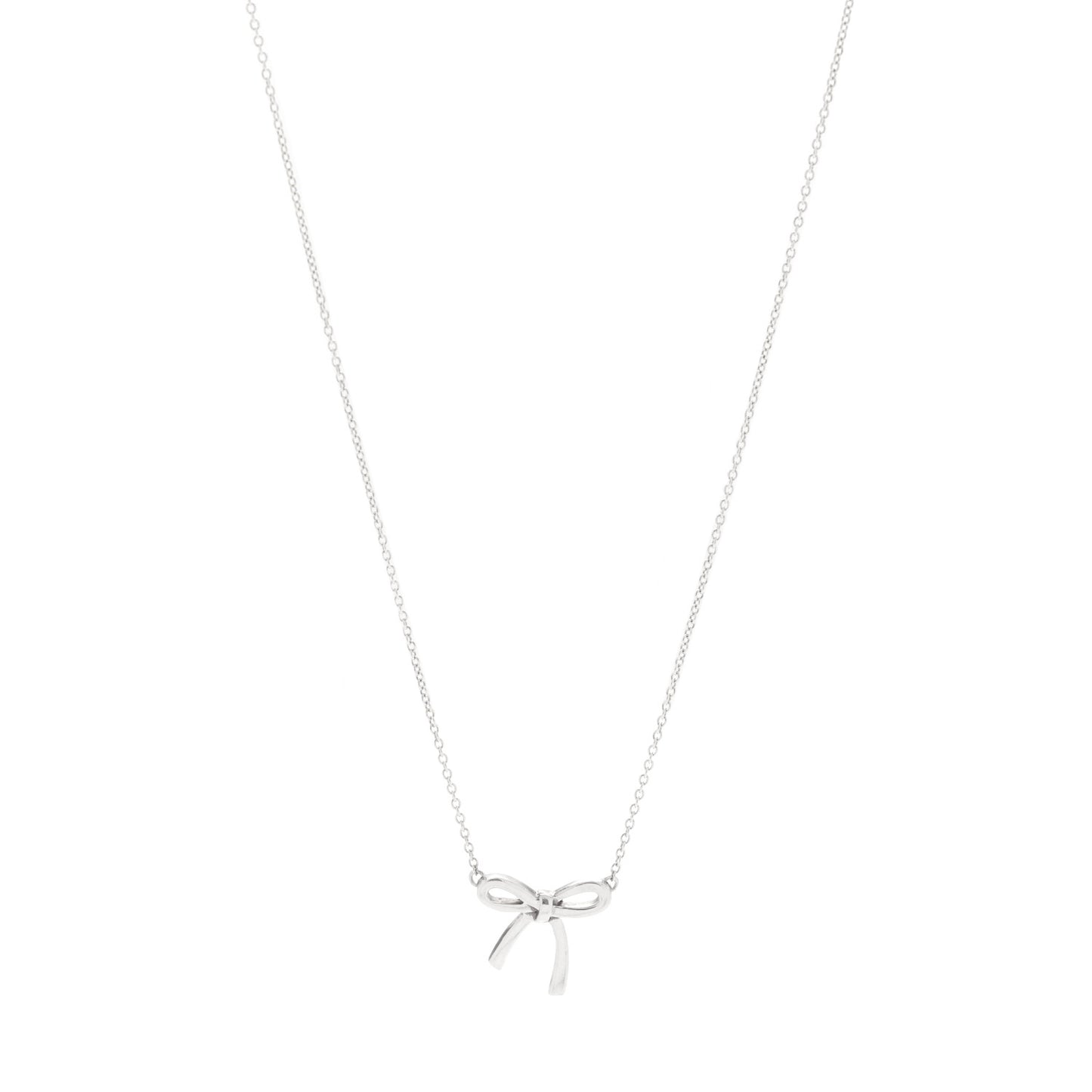 Sterling Silver Small Bow Pendant Necklace