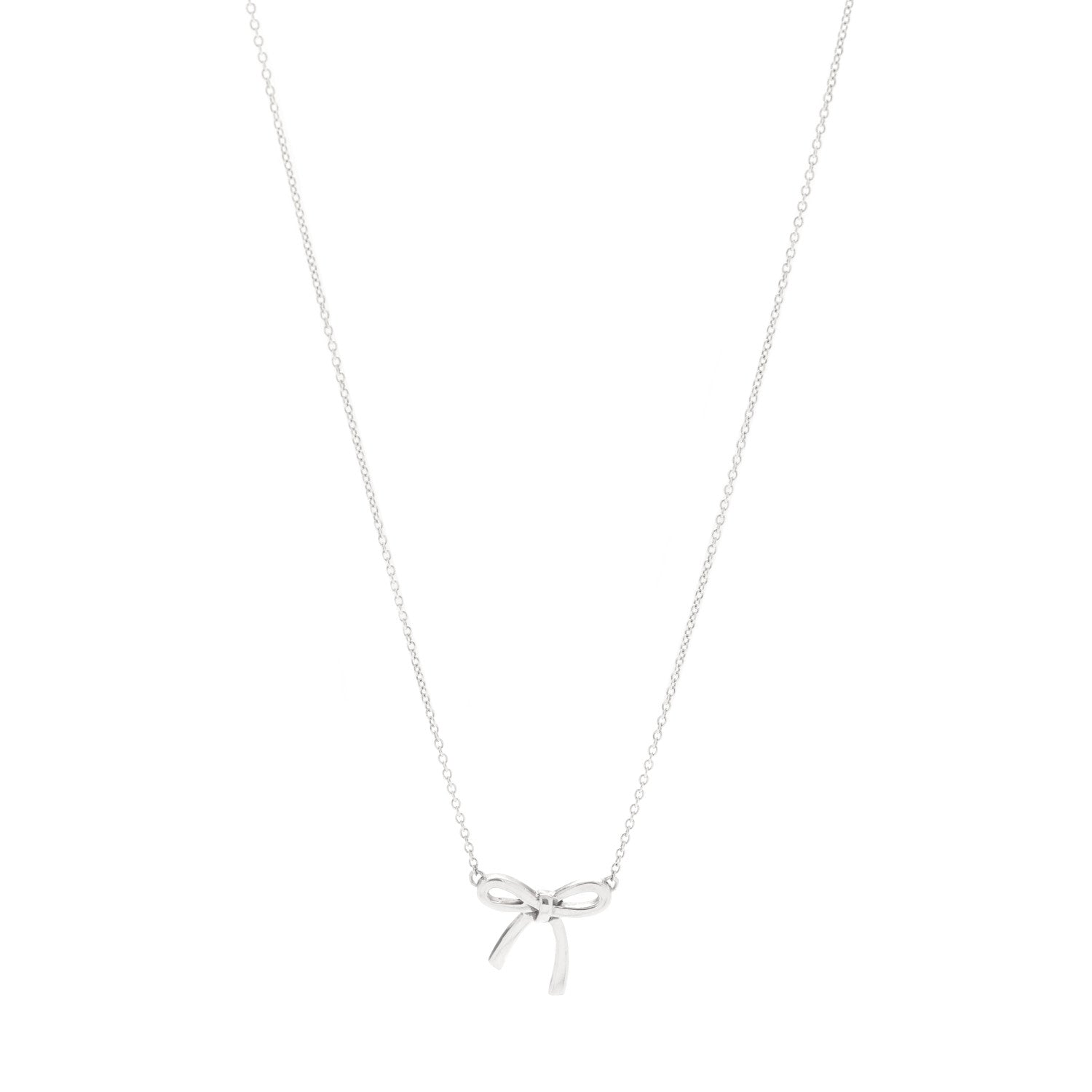 Tiffany Sterling Silver Small Bow Pendant Necklace 1 of 6