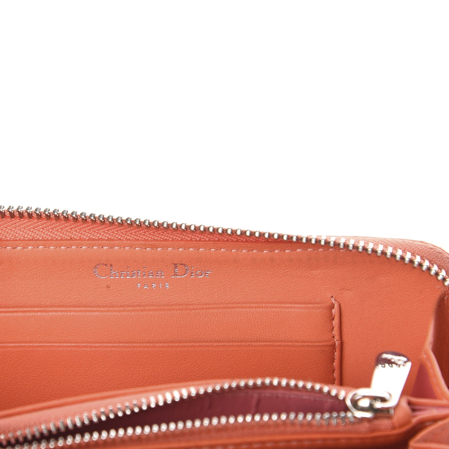 Christian Dior Calfskin Cannage Medium Diorama Voyageur Wallet Orange 5 of 5