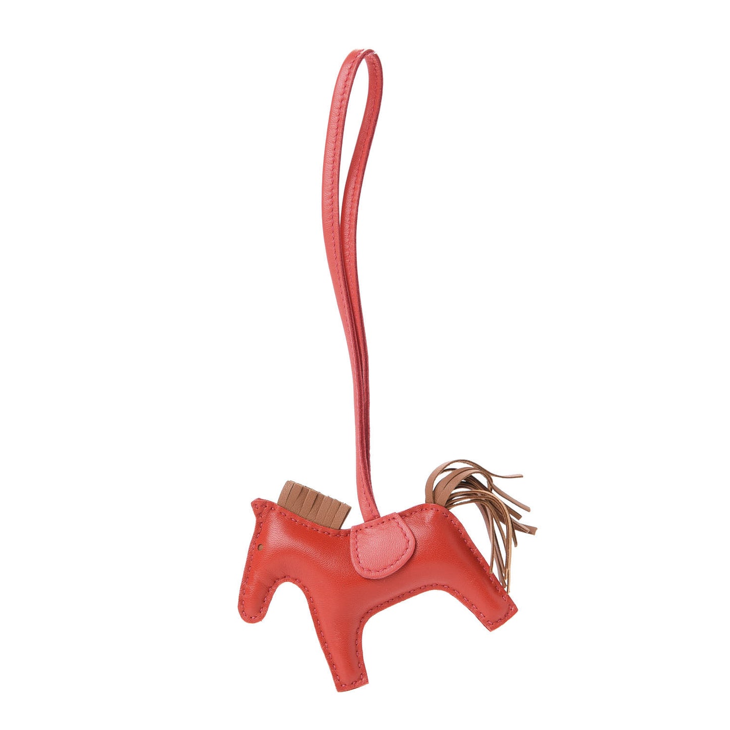 Milo Lambskin Grigri Rodeo Horse Bag Charm PM Rouge Indien Gold Bougainvillea
