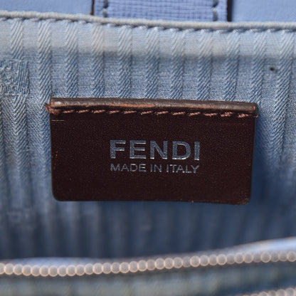 Fendi Vitello Elite Flamingo Petite 2Jours Tote Azzurro Nebula 6 of 15