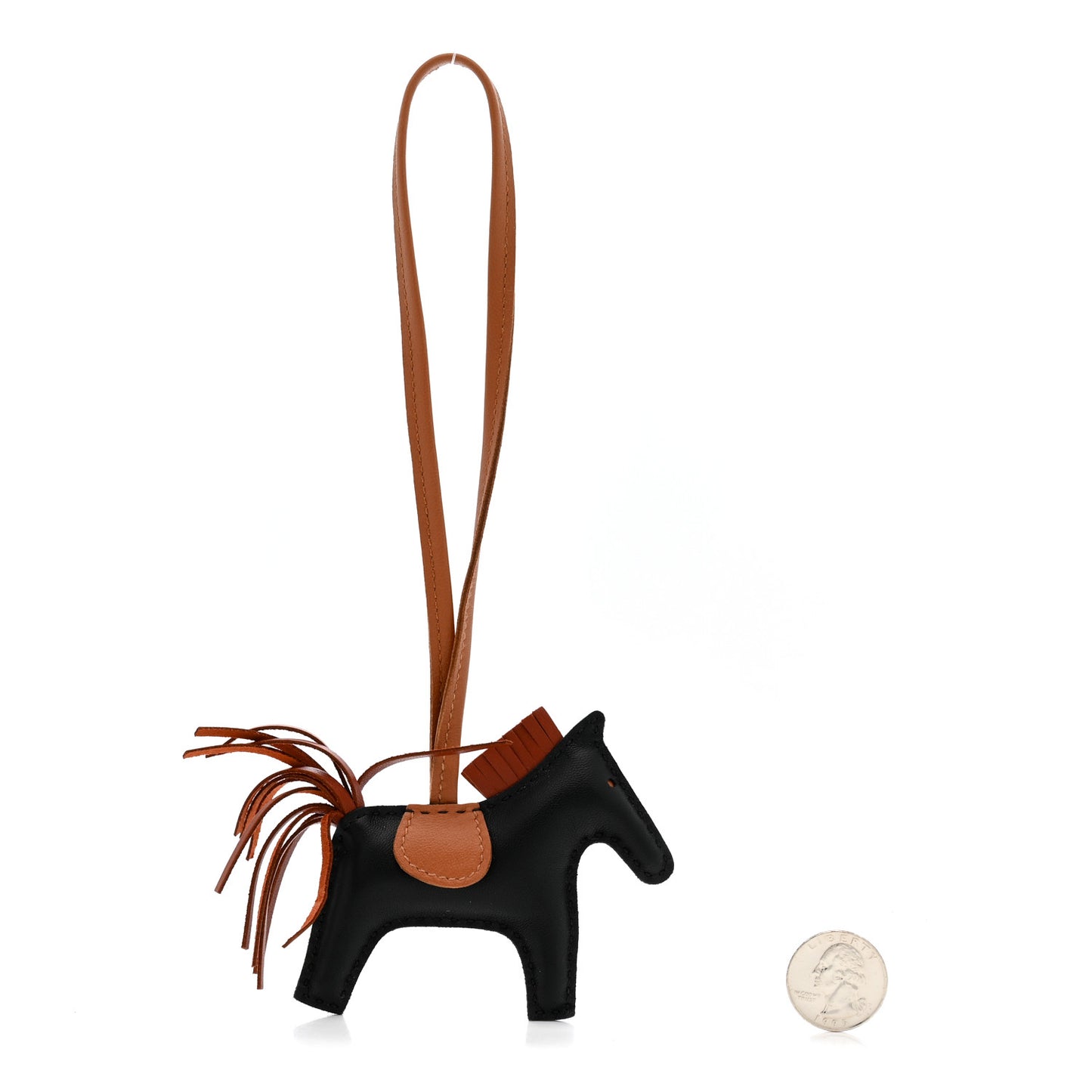 Milo Lambskin Grigri Rodeo Horse Bag Charm PM Black Sienne Gold