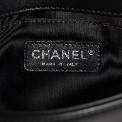 Chanel Calfskin Checkerboard Trim Small Boy Flap Black White 7 of 9