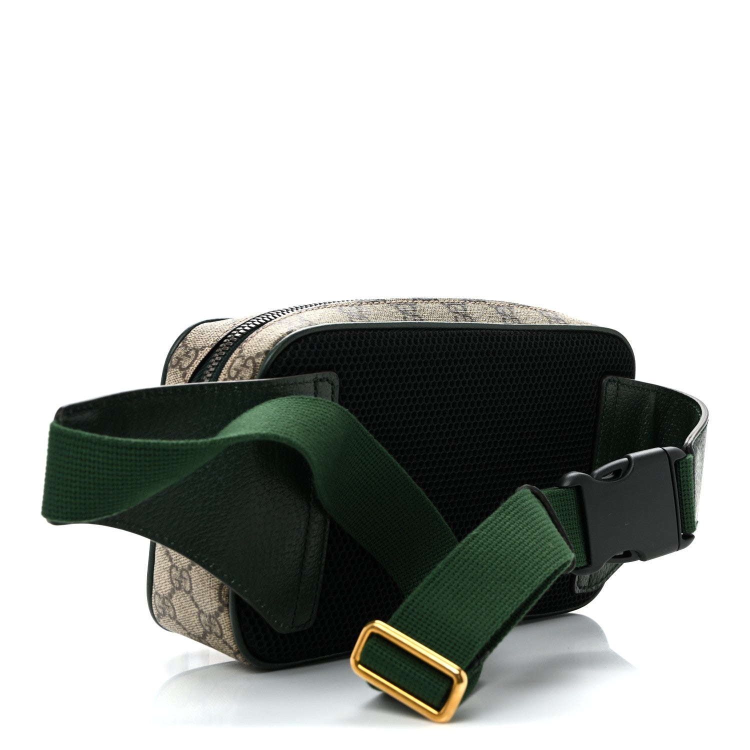 Gucci Monogram GG Mignon Textured Dollar Calfskin GG Supreme Monogram Quilted Mini GG Belt Bag Green Beige Ebony 3 of 10