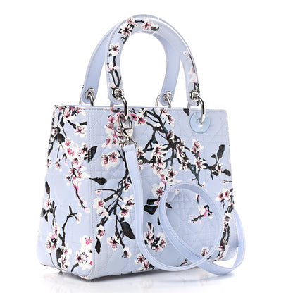 Christian Dior Lambskin Cannage Floral Printed Medium Lady Dior Light Blue 3 of 9