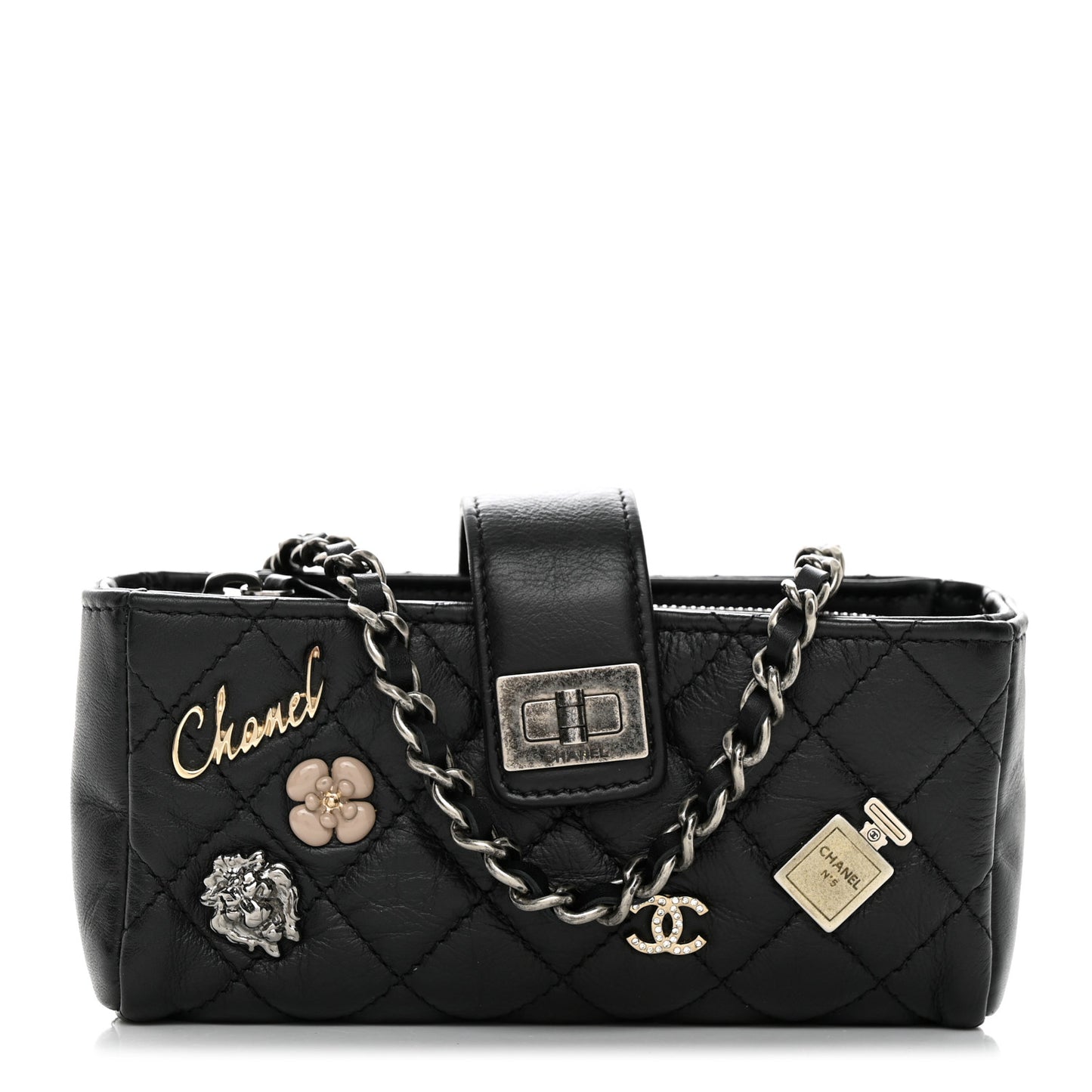 Aged Calfskin Lucky Charms 2.55 Reissue Mini Clutch With Chain Black