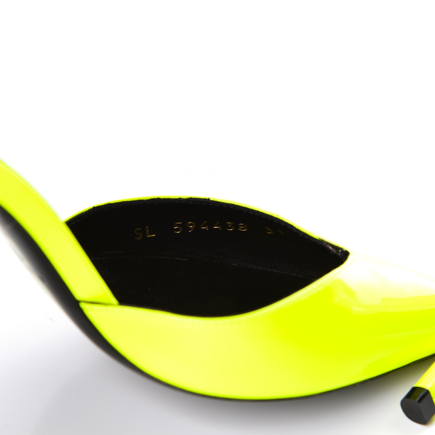 Saint Laurent Patent Anja 85 Ankle Strap Pointed Pumps 37 Fluo Yellow 8 of 9