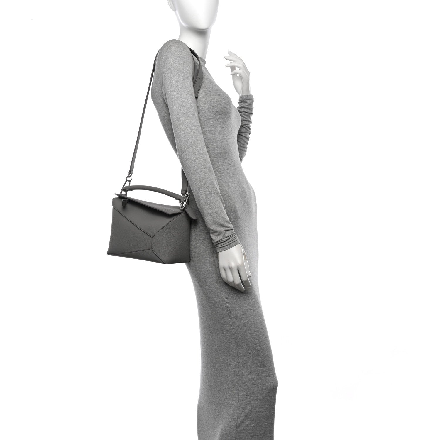 Loewe Soft Grained Calfskin Small Puzzle Edge Bag Pearl Grey 2 of 10