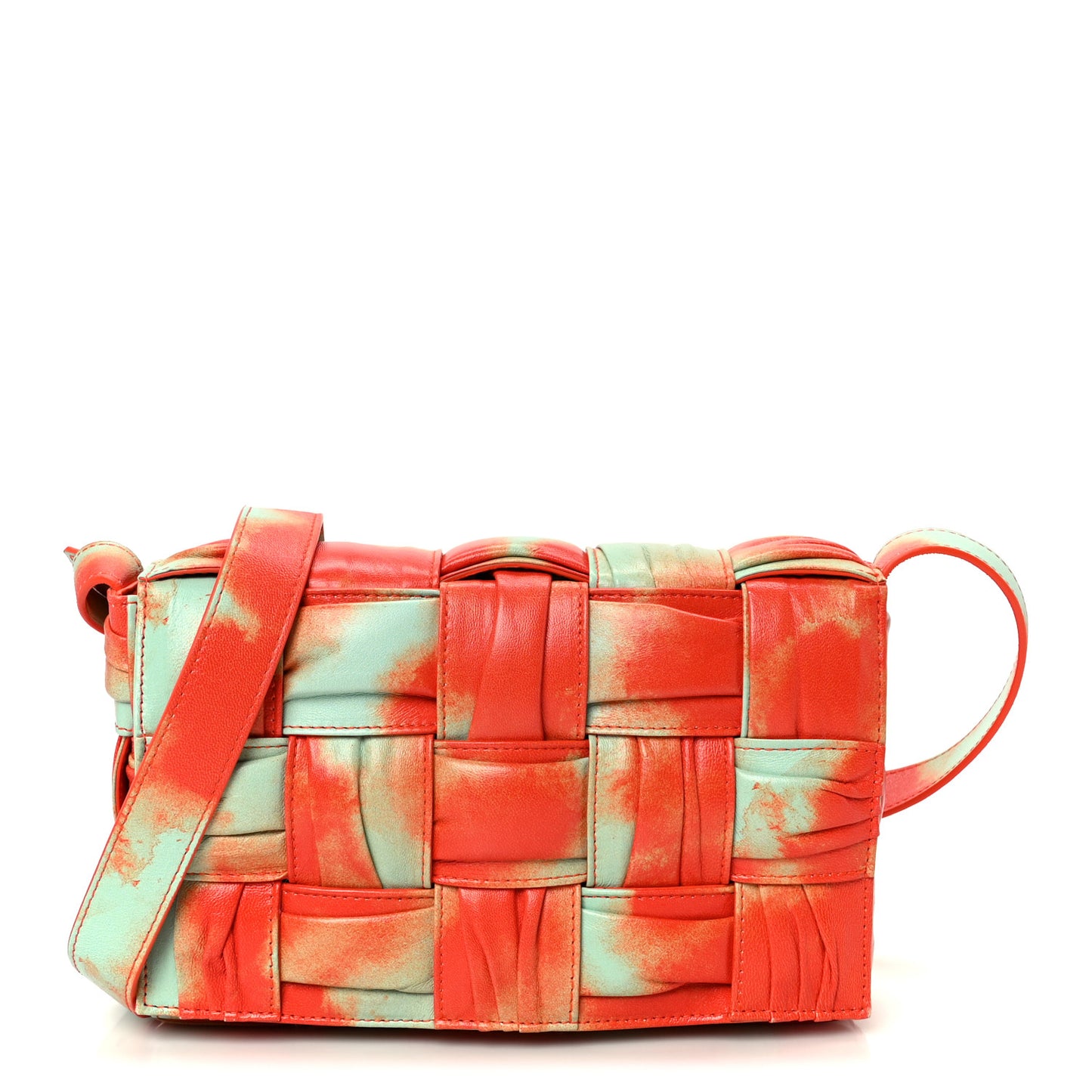 Calfskin Intreccio Plisse Tie Dye Camera Bag Multicolor
