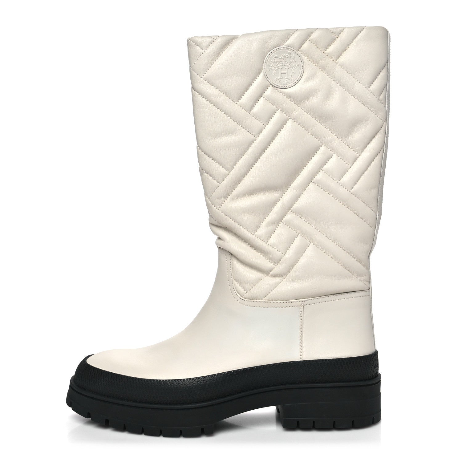 Hermes Goatskin Quilted Fuji Boots  40 Beige Glasie 1 of 8