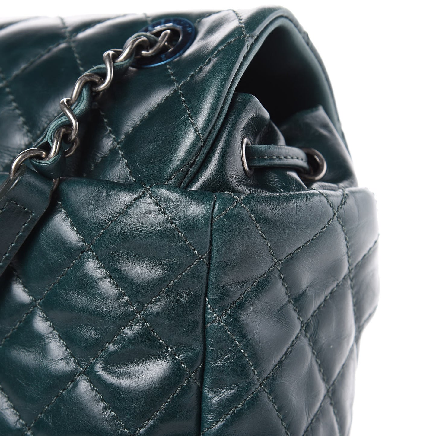 Glazed Calfskin Quilted Small Salzburg Mountain Backpack Dark Green