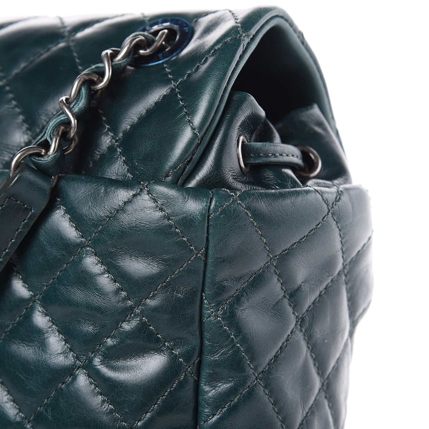 Chanel Glazed Calfskin Quilted Small Salzburg Mountain Backpack Dark Green 9 of 13