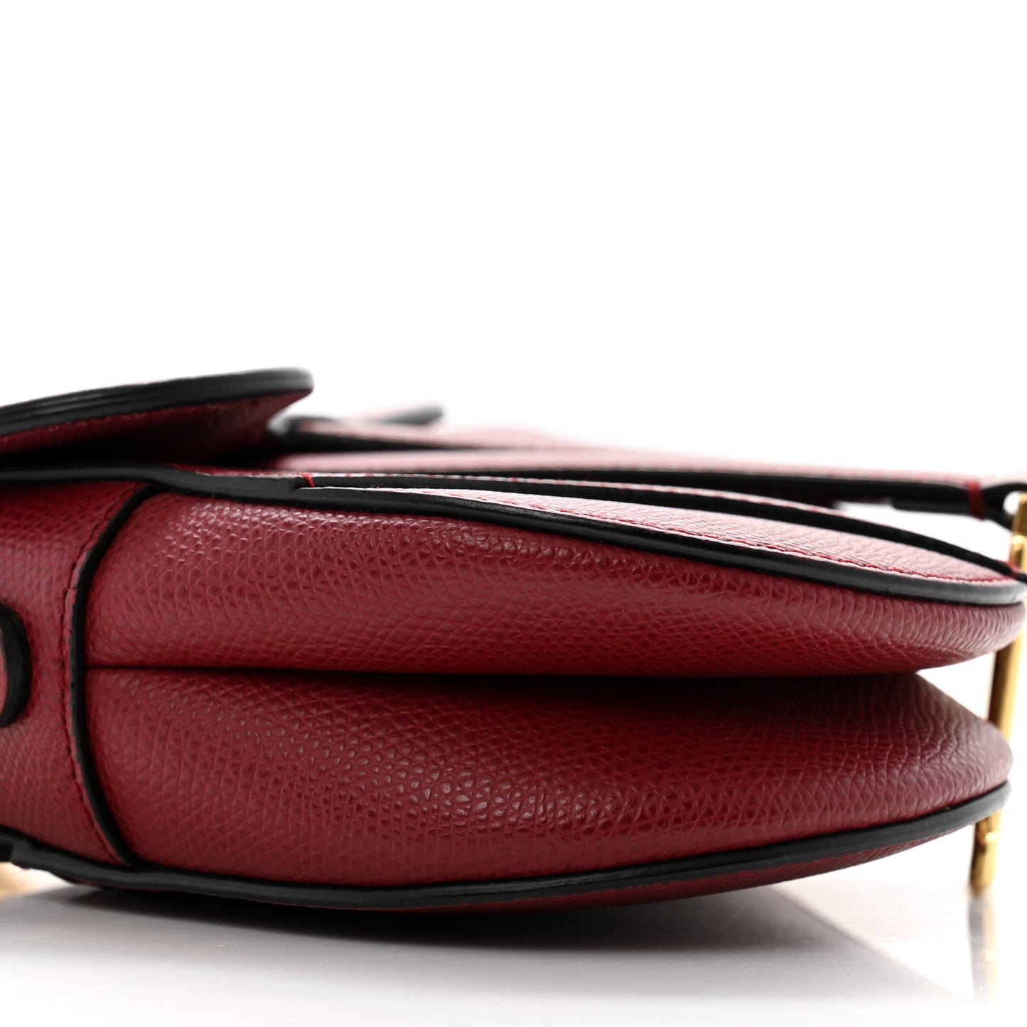 Grained Calfskin Mini Saddle Bag Red