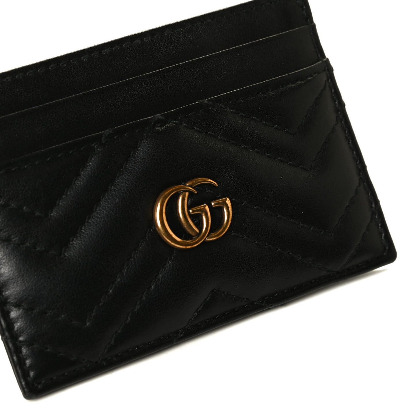 Calfskin Matelasse GG Marmont Card Holder Black