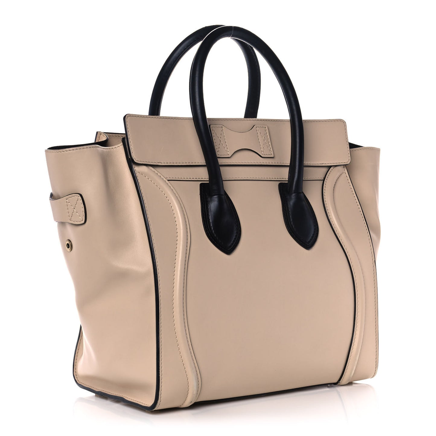 Satin Calfskin Mini Bi-Color Luggage Powder Black
