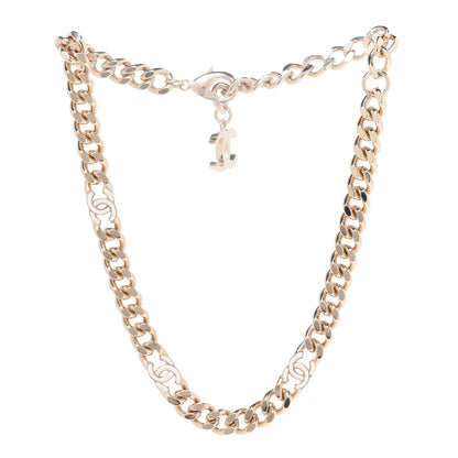 Chanel Metal Enamel Chain CC Choker Gold White 3 of 6