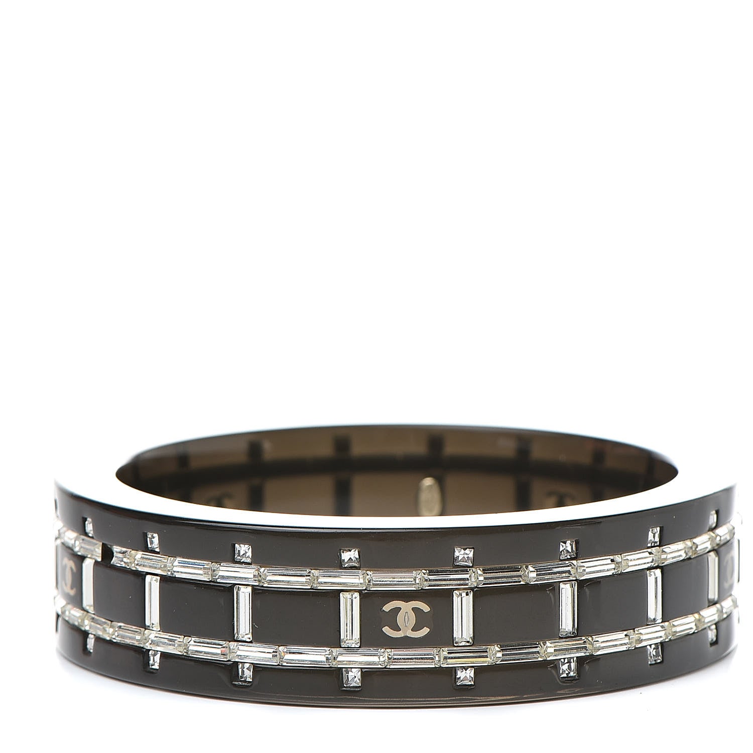 Chanel Resin Crystal CC Bangle Black 1 of 4