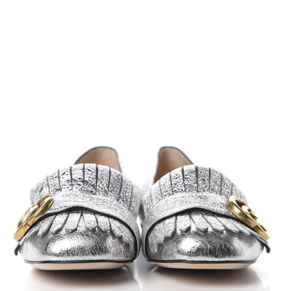 Gucci Galassia GG Marmont Fringe Flats 36.5 Argento 2 of 9