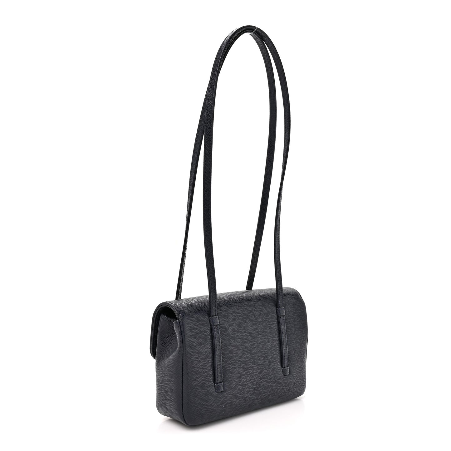 Shiny Caviar Mini Preppy Coco Shoulder Bag Dark Blue