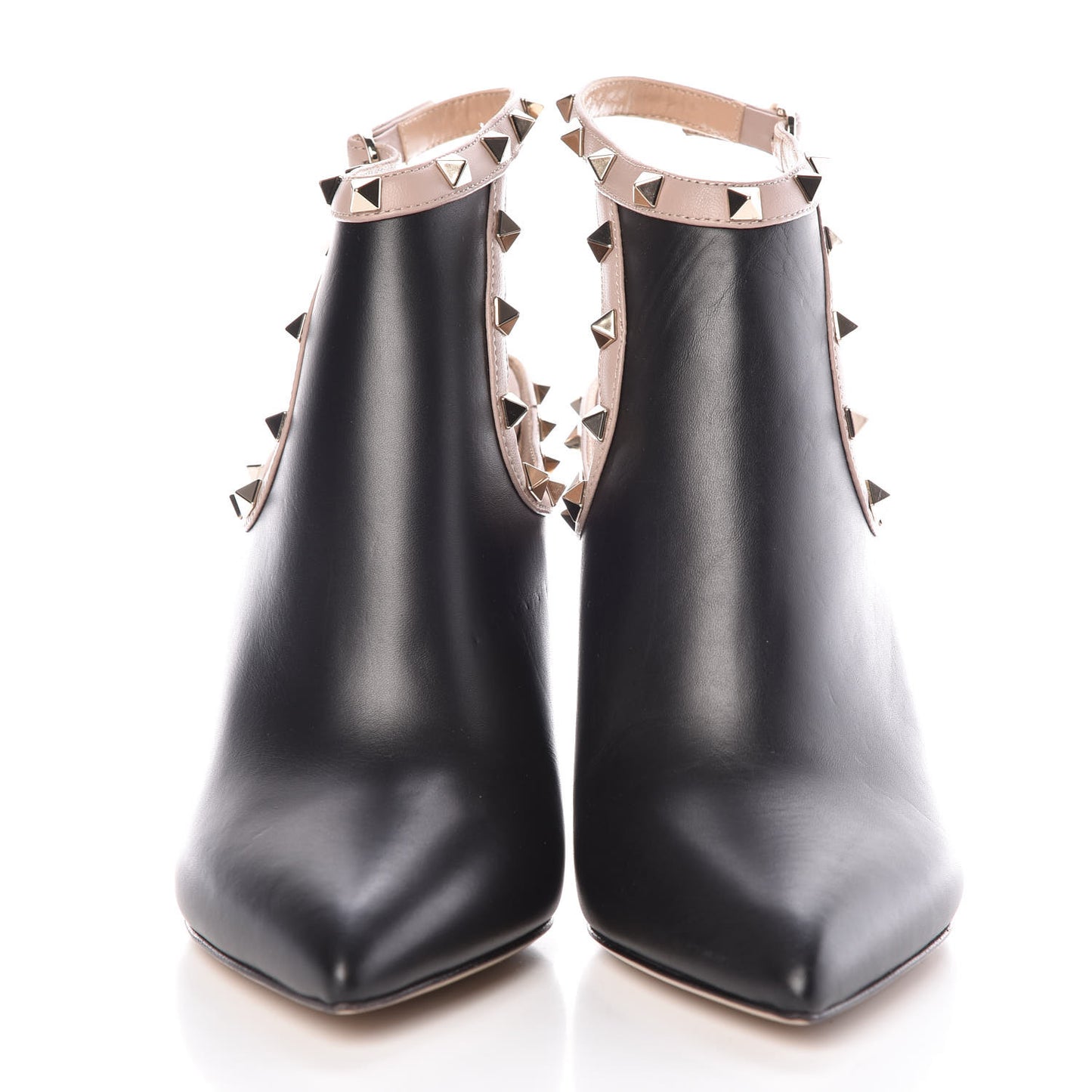 Calfskin Rockstud Open Back Ankle Booties 40 Black Poudre