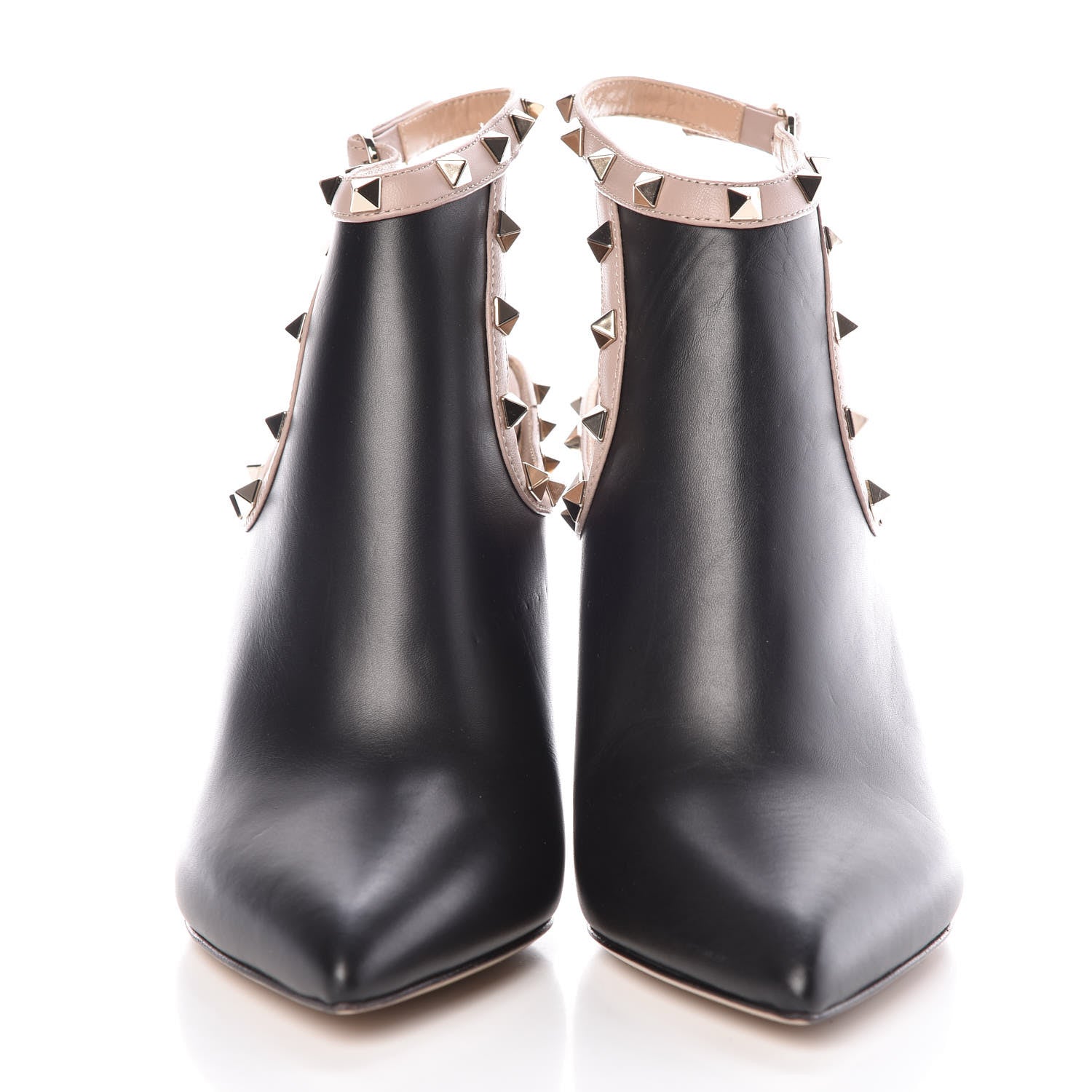 Valentino Garavani Calfskin Rockstud Open Back Ankle Booties 40 Black Poudre 2 of 9