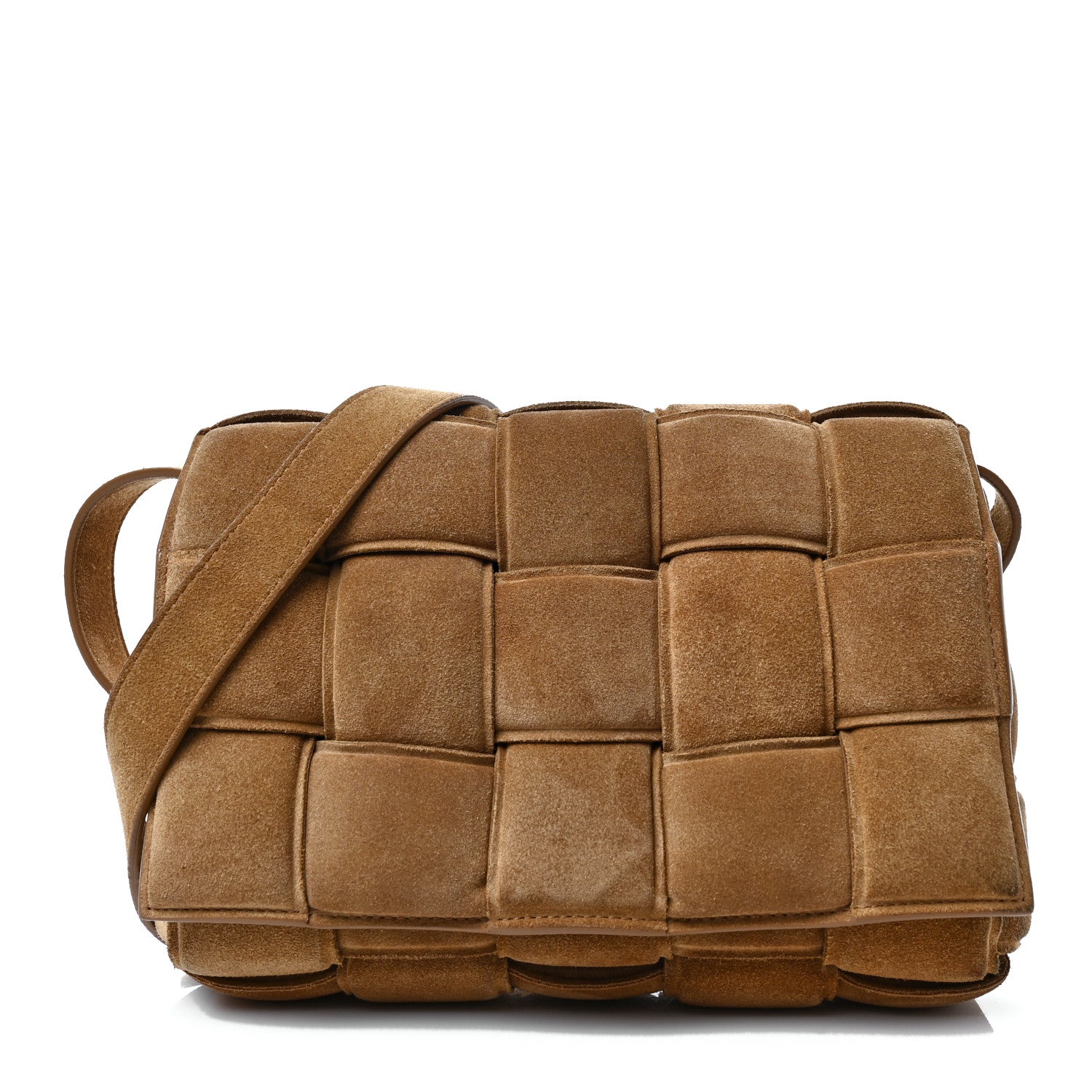 Bottega Veneta Suede Maxi Intrecciato Padded Cassette Crossbody Bag Taupe 1 of 7