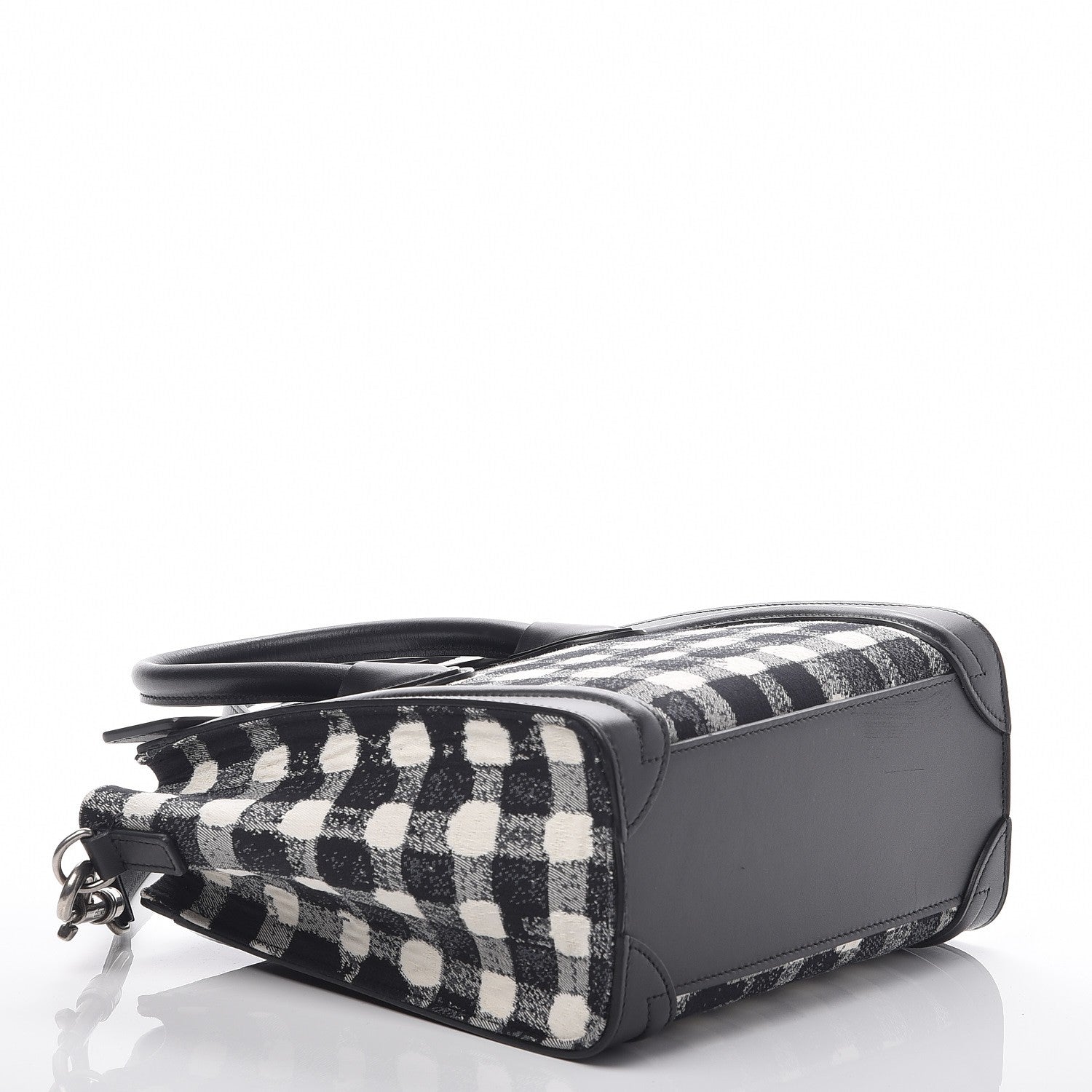 Celine Canvas Calfskin Nano Luggage White Black 4 of 7