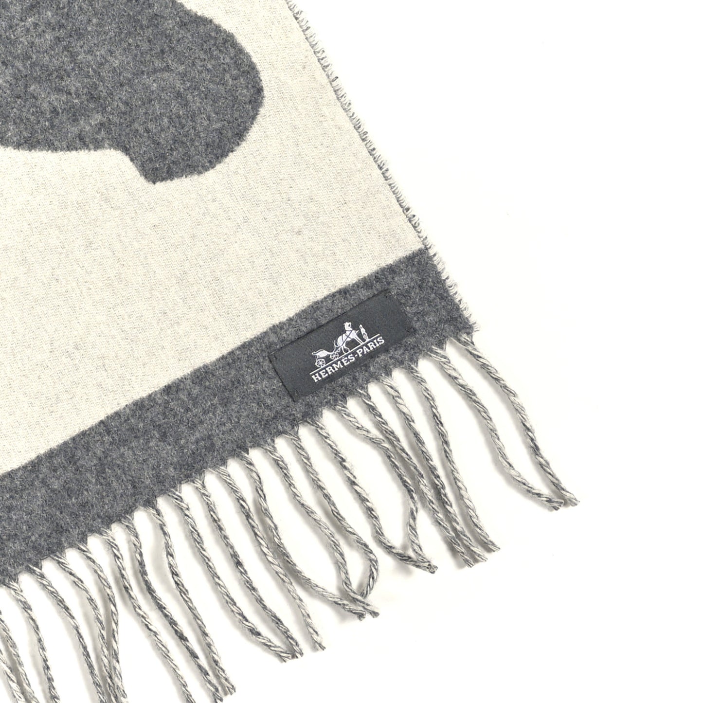 Cashmere Casaque Love Story Muffler Gris Clair Ivoire