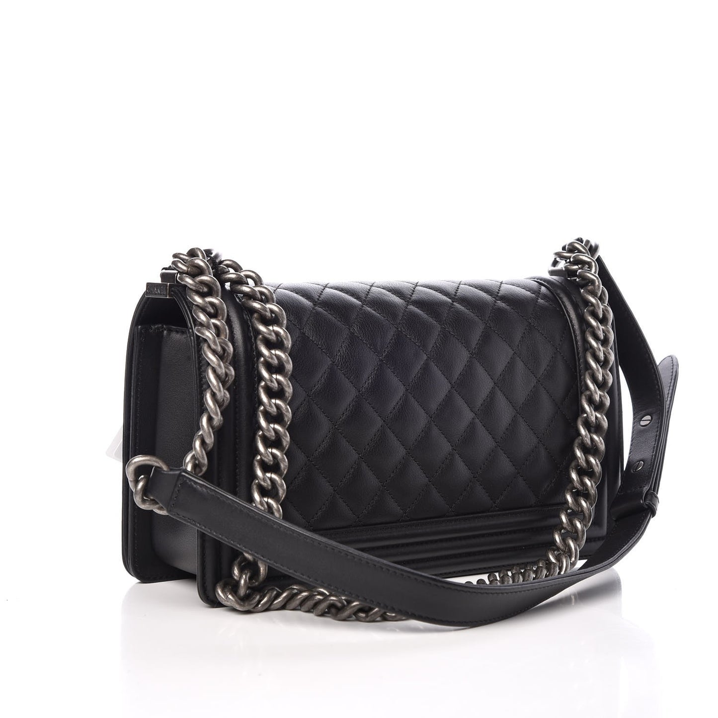 Calfskin Quilted Medium Boy Flap Black