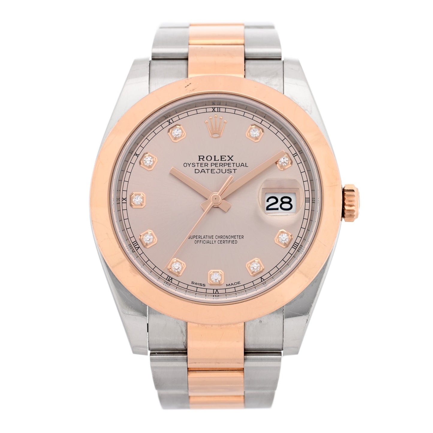 Stainless Steel 18K Everose Gold Diamond 41mm Oyster Perpetual Datejust Watch Sundust 126301