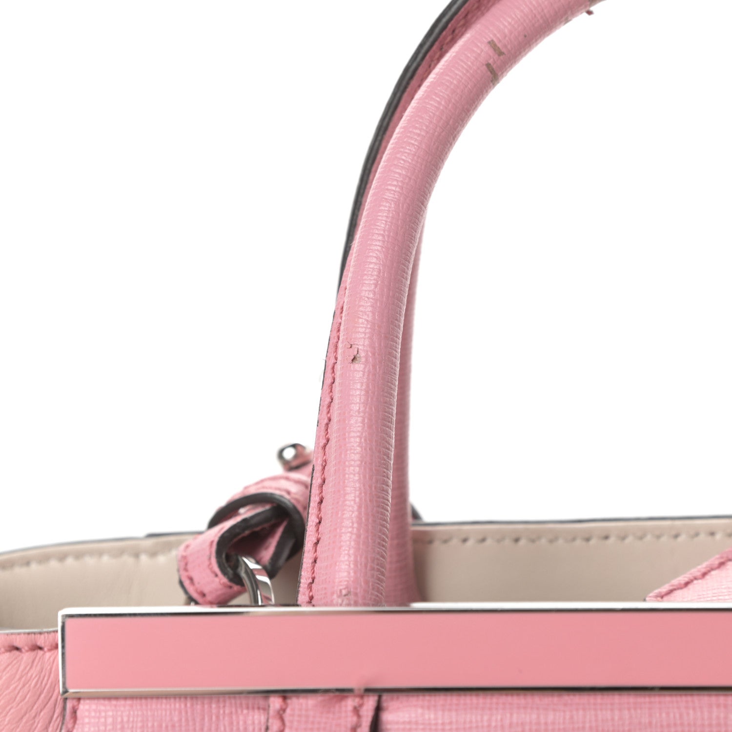 Fendi Vitello Elite Flamingo Mink Monster Charm Petite 2Jours Tote Pink Multicolor 14 of 16