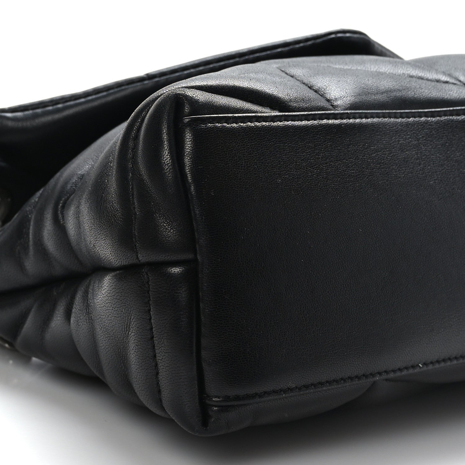 Saint Laurent Lambskin Quilted Small Loulou Puffer Monogram Chain Satchel Black 8 of 9
