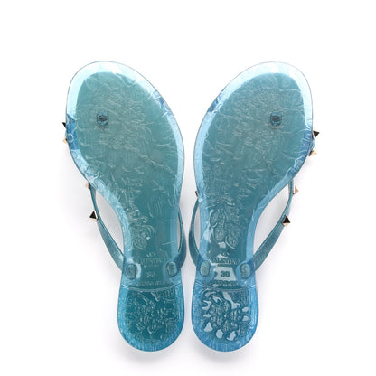 Valentino Garavani PVC Jelly Glitter Rockstud Bow Thong Sandals 36 Cerulean 5 of 8