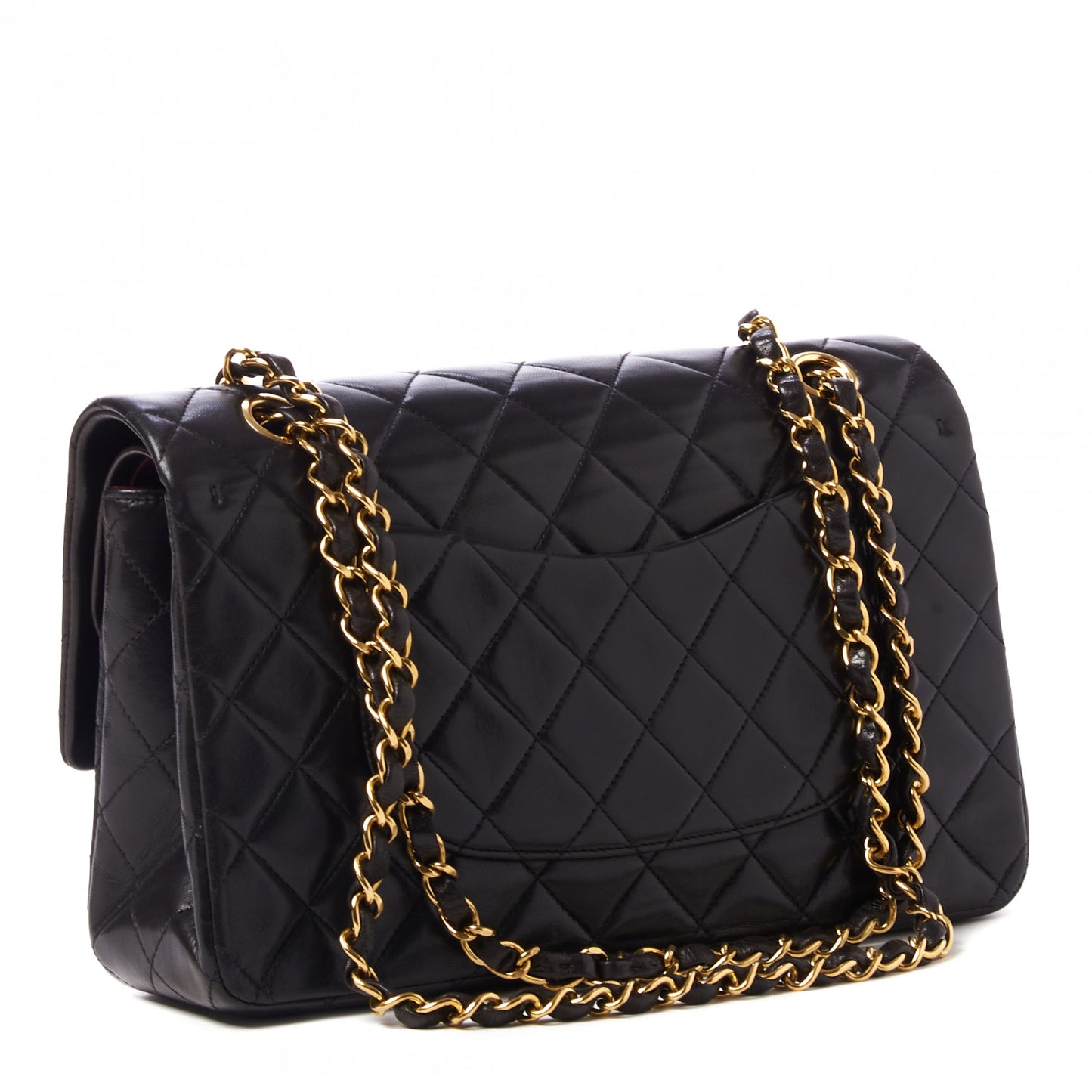 Lambskin Quilted Medium Double Flap Black