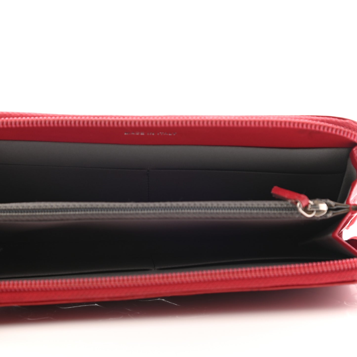 Patent Calfskin Lucky Symbols Zip Around Wallet Red