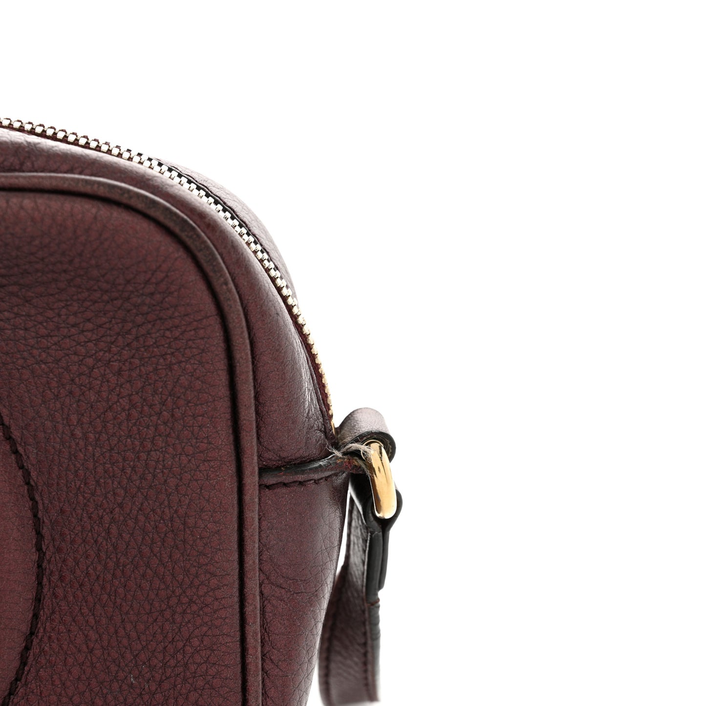 Metallic Pebbled Calfskin Small Soho Disco Bag Burgundy