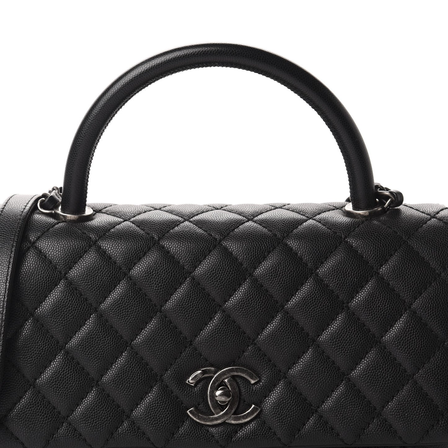 Caviar Quilted Small Coco Handle Flap Black
