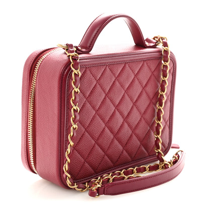 Chanel Caviar Quilted Medium CC Filigree Vanity Case Burgundy 3 of 11