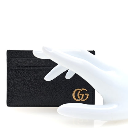 Gucci Calfskin Boar Effect GG Marmont Card Holder Black 2 of 6